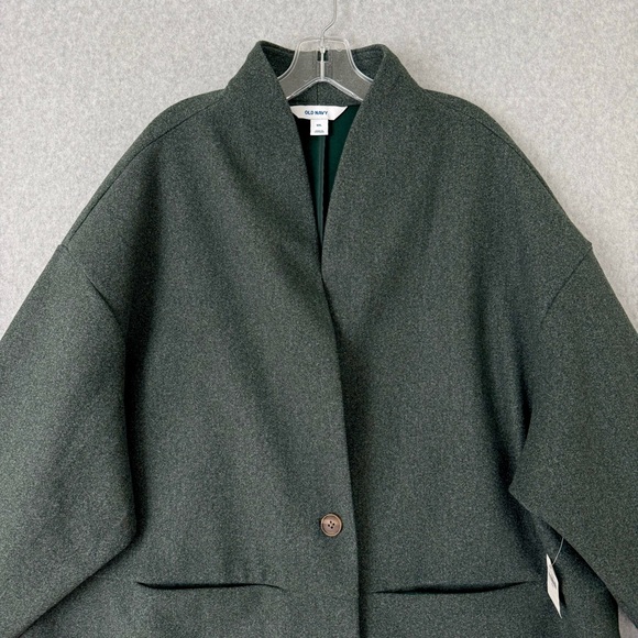 Old Navy Coat Womens XXL Long Line Cardigan Coat Button Front Dark Bottle Green - Picture 2 of 16